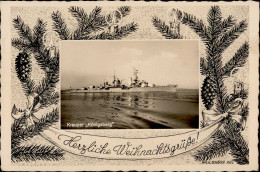 Schiff Kreuzer WK I Königsberg Weihnachten Sign. Schäfer, Wilh. I-II Noel Bateaux Bateaux - Oorlog 1914-18