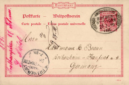 Marine Schiffspost Deutsch-Amerikanische Seepost Bremen-New York Auf Auslands-Ganzsache 1896 I-II (leichte Verfärbung) - Weltkrieg 1914-18