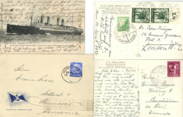 Deutsche Schiffspost 4 Belege Bzw. AK, Seepost Hamburg-Amerika-Linie, M.S. Monte Olivia, K.d.F. Schiff Wilhelm Gustloff  - Weltkrieg 1914-18