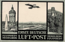 Flugzeug Mannheim Erste Deutsche Luftpost Sign. Morano II (Stauchung) Aviation - Guerra 1914-18