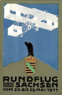 SACHSEN - Dekorative Offiz. Postkarte RUNDFLUG Durch SACHSEN 1911 I - Guerra 1914-18