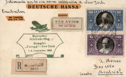 Deutsche Hansa Schleuderflug Katapultflug Dampfer Europa-New York 7./8.9.1933 Einschreiben Aus Vatikanstadt Mit Guter Fr - Zeppeline