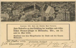 LUFTPOST Anlasskarte Hauptmann Köhl/Baron Von Hünefeld/Major Fitzmaurice Empfang Der Bremen-Flieger In Milwaukee 1928 I- - Zeppeline