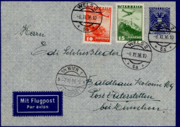 Luftpost Flugpost Österreich Aerogramm GU Mit ZuFr Von Wels  Wien-Flugpost 1936 - Airships