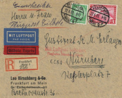 Zeppelin 1 RM MiF Auf Luftpost-Eilboten-Einschreiben Mit Luftpost Befördert Flughafen Nürnberg/Fürth 1933 Rs. Ak-O I-II  - Airships