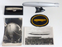 Zeppelin Kleines Lot Mit 2 Modellen, 2 Ansichtskarten Und Einem Ärmelabzeichen Luftschiffer Dirigeable - Zeppeline