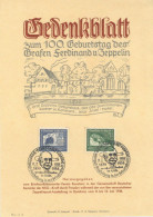 Zeppelin Gedenkblatt 100. Geburtstag Graf Ferdinand V. Zeppelin Sonderstempel Konstanz 1938 I- Dirigeable - Zeppeline