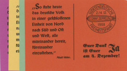 ZEPPELIN SUDETENLANDFAHRT 2/4.12.1938 - 4 Verschiedenfarbige FLUGBLÄTTER In Top-Erhaltung I - Dirigeables