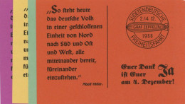 ZEPPELIN SUDETENLANDFAHRT 2/4.12.1938 - 4 Verschiedenfarbige FLUGBLÄTTER In Top-Erhaltung I - Zeppeline