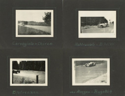 Motorsport Eifelrennen Ca. 1930 4 Kleinformatige Originalfotos Auf Fotokarton Befestigt, Morgen-Bugatti, Kohlrausch-BMW, - Other & Unclassified