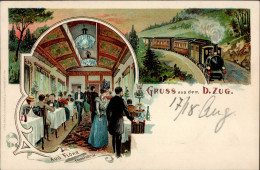 Eisenbahn Gruß Aus Dem D. Zug 1899 I-II Chemin De Fer - Treni
