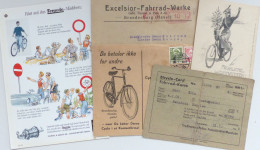 Fahrrad Konvolut Mit 1 AK 1899, Fahrrad-Karte 1945, 2 Briefumschläge Und 3 Torpedo-Mädchen-Karten II Cycles - Andere & Zonder Classificatie