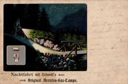 Fahrrad Werbung Nachtfahrt Mit Schmitts Acetylen Gas-Lampe 1905 II (fleckig, Kl. Eckbug) Publicite Cycles - Other & Unclassified