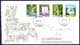 New Zealand 1976 Used FDC, Purakaunui, Marakopa, Bridal Veil, Papakorito Waterfalls - Nature