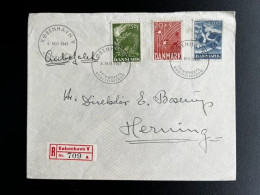 DENMARK DANMARK 1947 REGISTERED LETTER COPENHAGEN TO HERNING 04-05-1947 FIRST DAY CANCEL DENEMARKEN - Covers & Documents