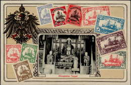 Deutsche Kolonien KIAUTSCHOU - Briefmarken-Prägelitho CHINESISCHER TEMPEL O TSNGTAU 1909 I Colonies - Ehemalige Dt. Kolonien