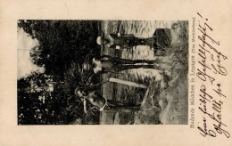 Kolonien Deutsch Neuguinea Badende Mädchen In Logagon Neu-Mecklenburg Stempel Simpsonhafen 1907 I-II Colonies - Ehemalige Dt. Kolonien
