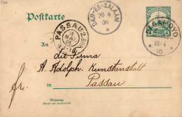 Kolonien Deutsch-Ostafrika Stempel Bagamoyo 18.4.06 Nach Passau Mit Durchgangsstempel Dar-Es-Salaam Und Ak-O Sowie Absen - Ehemalige Dt. Kolonien