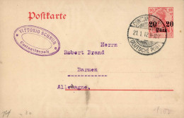 Deutsche Post Türkei Ganzsache Constantinopel Bedarf 1912 I- - Ehemalige Dt. Kolonien