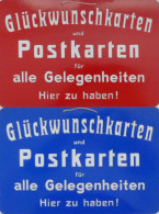 AK-Geschichte 2 Werbeschilder Glückwunsch-Karte Rot Und Blau Aus Pappe 19x28cm I-II - Sonstige & Ohne Zuordnung