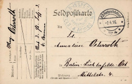 BRIEFTAUBENPOST - Klarer Truppen-o ETAPPEN-INSPECTION 4.ARMEE FÜR BRIEFTAUBEN Auf Feldpostkarte 2.4.16 I-II - Otros & Sin Clasificación