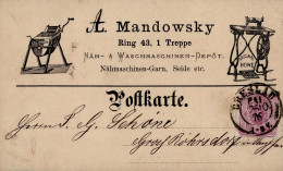 Vorläufer 1876 BRESLAU - NÄHMASCHINEN&WASCHMASCHINEN-DEPOT A.MANDOWSKY Ring 43 - Selten! I-II R!R! - Storia