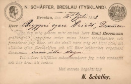 Vorläufer 1882 Breslau Vertreterkarte Fa. N. Schäfer Auf GSK PP5 II (größerer Eckbug) - Histoire