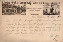 Vorläufer 1882 GSK PP6 F56-1 Grotenburg Hotel Zur Grotenburg H. Focke 30.5.1882 Von Bielefeld Nach Essen I-II (kleiner E - Geschiedenis