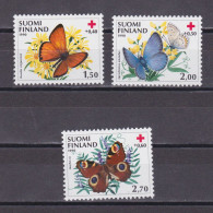FINLAND 1990, Sc# B241-B243, Semi-Postal, Butterflies, MNH - Ungebraucht