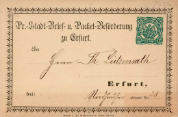 Vorläufer 1889 Erfurt Stadt-Brief U. Packet-Beförderung Ganzsache I-II - History