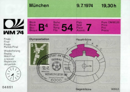 Fußball-Weltmeisterschaft WM 1974 Finale Wiederholung" Vom 9.7.74, Mit BM U. Sonderstempel Zur WM 1982" - Olympic Games