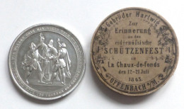 Schützen La Chaux-de-Fonds Schützenmedaille Vom Schützenfest Am 12.-21.7.1863 I-II In Original-Schatulle - Andere & Zonder Classificatie
