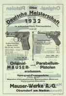 Schützen Prospekt Der Deutsche Meisterschaft 1932 Im Pistolenschiessen Mauser-Werke AG Oberndorf I-II - Autres & Non Classés