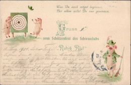 Schützen Schützenfest Schwein Prägekarte 1904 I-II Cochon - Sonstige & Ohne Zuordnung