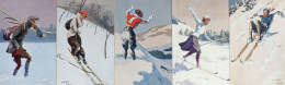 Wintersport Ski Lot Mit 5 Künstlerkarten Sign. Merte, O. I-II - Wintersport