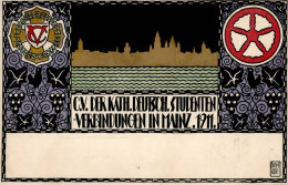 Studentika MAINZ - C.V. Mainz 1911  S-o KATHOLIKEN-VERSAMMLUNG MAINZ 1911 - Seitlich Beschnitten!! - Schulen