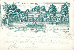 BERLIN-NIEDERSCHÖNEWEIDE (1000) - Frühes Litho Gruss Aus Restaurant Sedan I Montagnes - Plötzensee