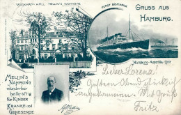 Hamburg (2000) Amerika Linie Wickham Hall Mellin Kinder Und Krankennahrung Wohnsitz 1898 I-II (Abdruck Fotoecken) - Otros & Sin Clasificación