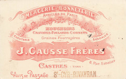 Castres * Publicité " Mercerie Bonneterie J. CAUSSE 8 Rue Sabatier " Sur CPA La Rue Sabatier * Publicité Pub - Castres