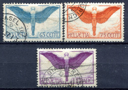 Z3713 SVIZZERA 1924-36 Posta Aerea Icaro In Volo, Serie Completa Usata, Cat. Un. A10a-A12a, Carta Ordinaria, Valore Cata - Used Stamps