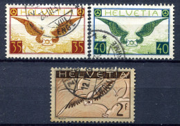 Z3714 SVIZZERA 1929-30 Posta Aerea Simboli, Serie Completa Usata, Cat. Un. A13-A15, Carta Goffrata, Valore Catalogo Unif - Gebraucht