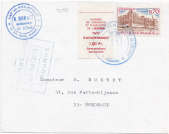 35229# TIMBRE 1968 GREVE CHAMBRE DE COMMERCE ET INDUSTRIE DE LIBOURNE TAXE ACHEMINEMENT 1,00 Fr GIRONDE BORDEAUX - Dokumente