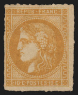 N°43B, Percé En Ligne, Cérès Bordeaux, 10c Bistre, Neuf (*) Sans Gomme - B/TB - 1870 Bordeaux Printing