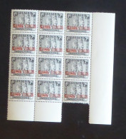 KOUANG-TCHEOU - 1941-42 - N°YT. 128 - Angkor 7c Gris - Bloc De 12 Bord De Feuille - Neuf Luxe ** / MNH / Postfrisch - Unused Stamps