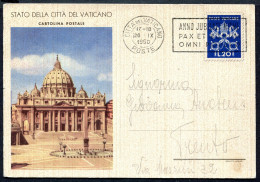 Z3650 CITTA' DEL VATICANO 1950 Cartolina Postale VEDUTE L. 20 (Fil. C10-2) Viaggiata Da Città Del Vaticano 26.IX.50 Per - Entiers Postaux