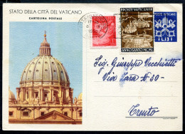 Z3651 CITTA' DEL VATICANO 1950 Cartolina Postale VEDUTE L. 13 (Fil. C6-1) Con Affrancatura Aggiuntiva,  Viaggiata Da Cit - Postal Stationeries