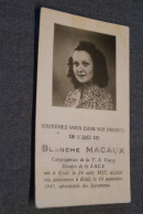 Macaux Blanche,née à Bioul En 1927,décédée En 1947, J.A.C.F. - Overlijden