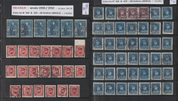 BELGIQUE - Entre Les N° 304 & 320  De 1930 à 1932 - 68 Timbres En 2 Feuillets . Avec Diverses  Oblitérations - 6 Scan - 1931-1934 Mütze (Képi)