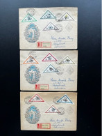 HUNGARY MAGYAR 1952 SET OF 3 REGISTERED FDC BIRDS SEND TO MUMLISWIL 16-03-1952 HONGARIJE UNGARN - FDC