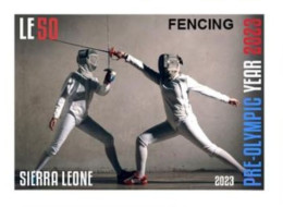 SIERRA LEONE 2023 IMPERF STAMP 1V - OLYMPIC GAMES PARIS 2024 - FENCING ESCRIME - MNH - Fencing